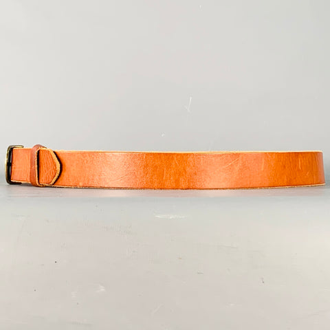 BARNEY'S CO-OP Size 36 Brown Gold Leather Square Buckle Belt