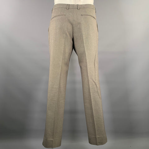 DRIES VAN NOTEN Costume à revers crantés en coton gris et noir Taille 44