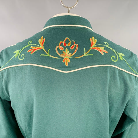 RRL by RALPH LAUREN Size XL Green Multi Color Embroidery Western Long Sleeve Shirt