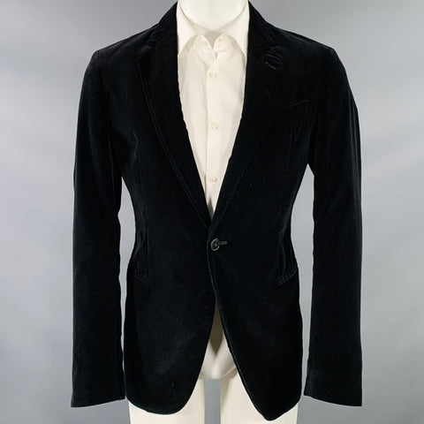 ARMANI COLLEZIONI Taille 38 Coupe Classique Veste Sport en Velours de Coton Noir