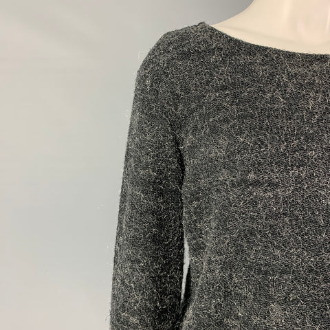 LOES HINSE Taille L Gris Argent Métallique Pull Col Bateau