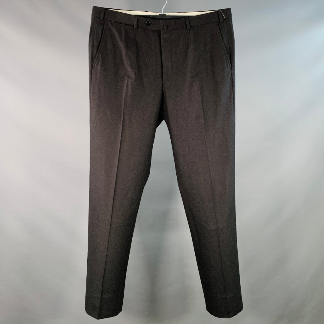 ISAIA Size 39 Grey Charcoal Wool Zip Fly Dress Pants