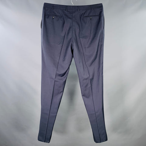 CANALI Size 42 Navy Wool Flat Front Dress Pants