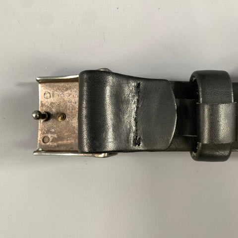TOD'S Size 38 Black Silver Solid Leather Belt