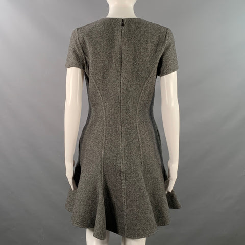 CHRISTIAN DIOR Size 8 Grey Black Textured Tulip Knee Length Dress