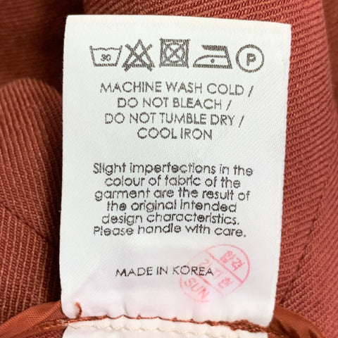 REJINA PYO Taille 38 Pantalon habillé marron brique en mélange de lin à une poche