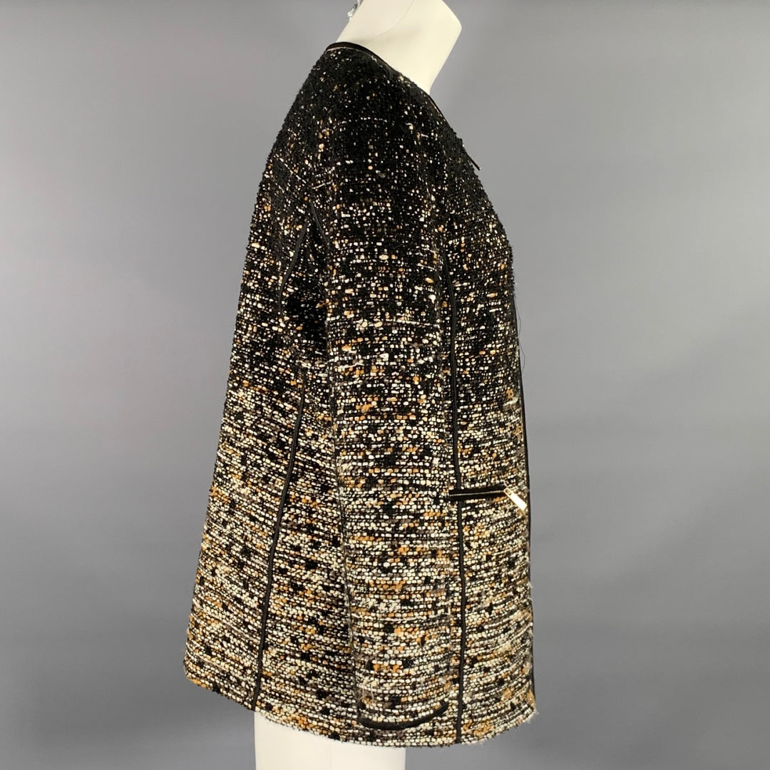 LAFAYETTE 148 Size M Black Gold Tweed Nehru Collar Jacket