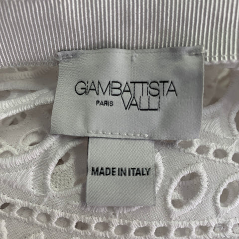 GIAMBATTISTA VALLI Size M Black Eyelet Crop Top Skirt Set