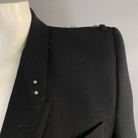 RICK OWENS S/S2020 Size 42 Black Wool & Viscose Blend Peak Lapel Jacket