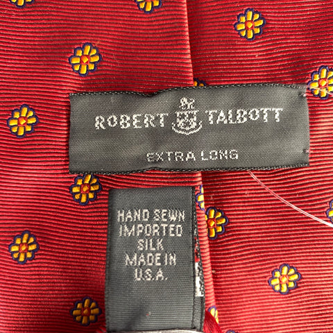 ROBERT TALBOTT Burgundy Navy gold Floral Silk Tie