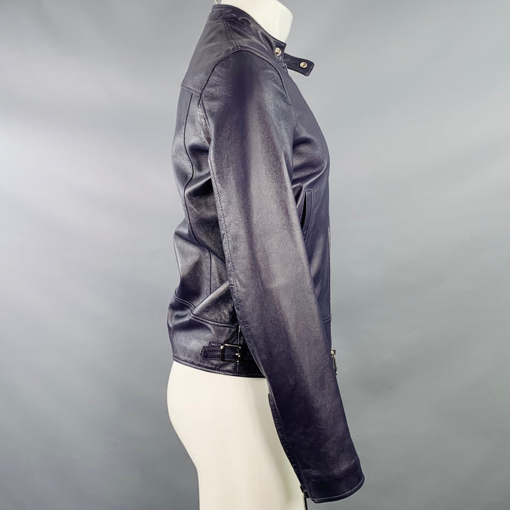 DSQUARED2 Size 36 Purple Leather Motorcycle Jacket