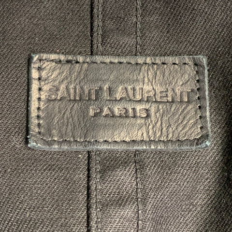 SAINT LAURENT Size 40 Black Studded Cotton Coat