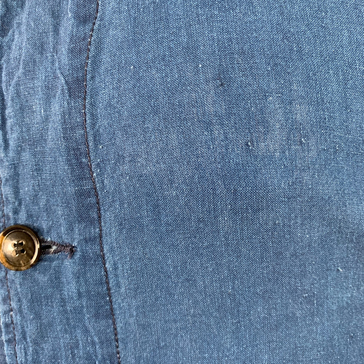 GAIJIN MADE Size XL Blue Cotton Spread Collar Buttoned Coat