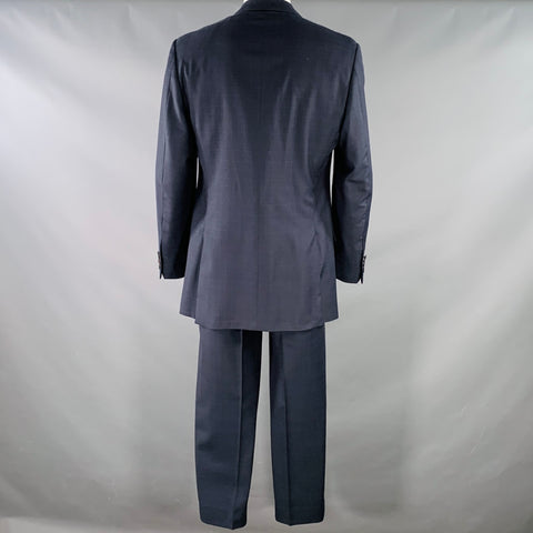 POLO by RALPH LAUREN Size 46 Navy Blue Window Pane Virgin Wool Suit