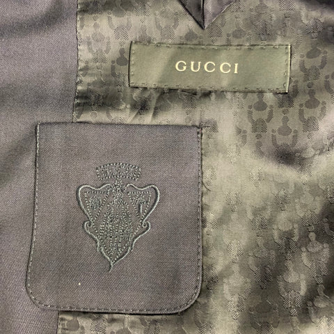 GUCCI Size 42 Long Navy Wool Single Breasted Sport Coat