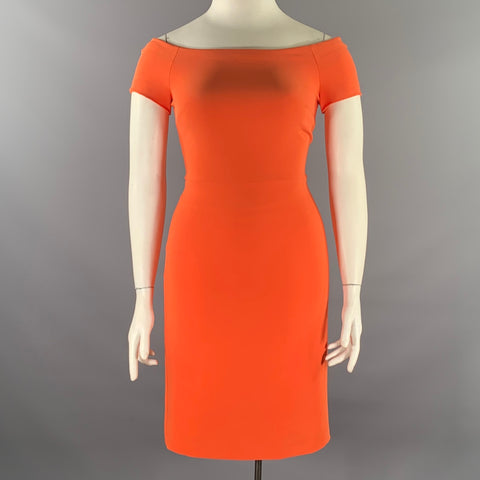 ALICE + OLIVIA Size 8 Orange Acetate Polyester Sheath Knee-Length Dress