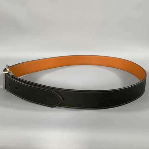 SHINOLA Size 42 Black Tan Solid Leather Belt