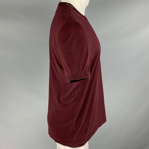 DOLCE & GABBANA Size M Burgundy Cotton Crew Neck T-shirt