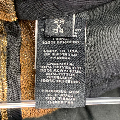 MARC by MARC JACOBS Size 30 Gold Metallic Polyester Blend Flat Front Dress Pants