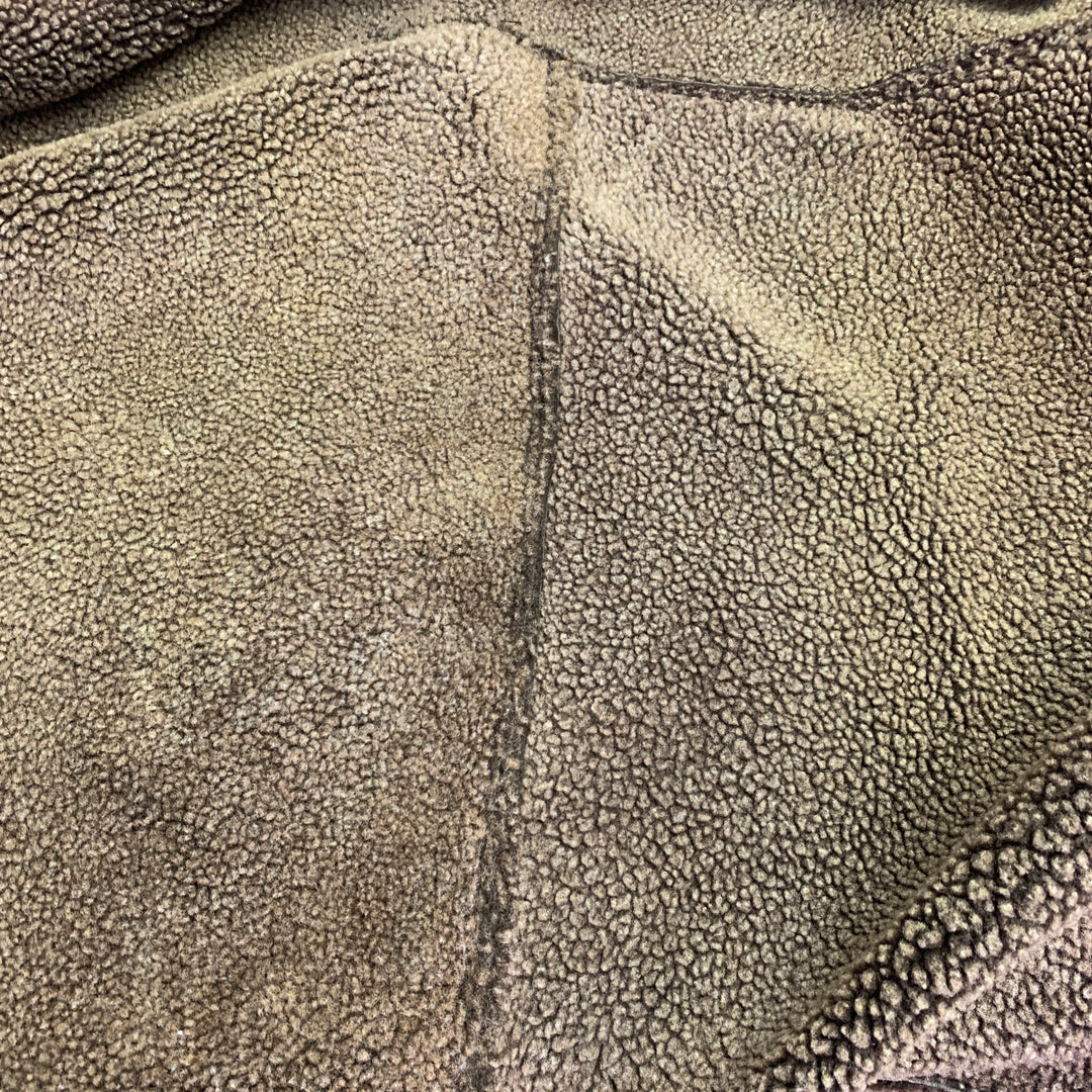 ZEGNA SPORT Size XXL Brown Suede Leather Shearling Jacket
