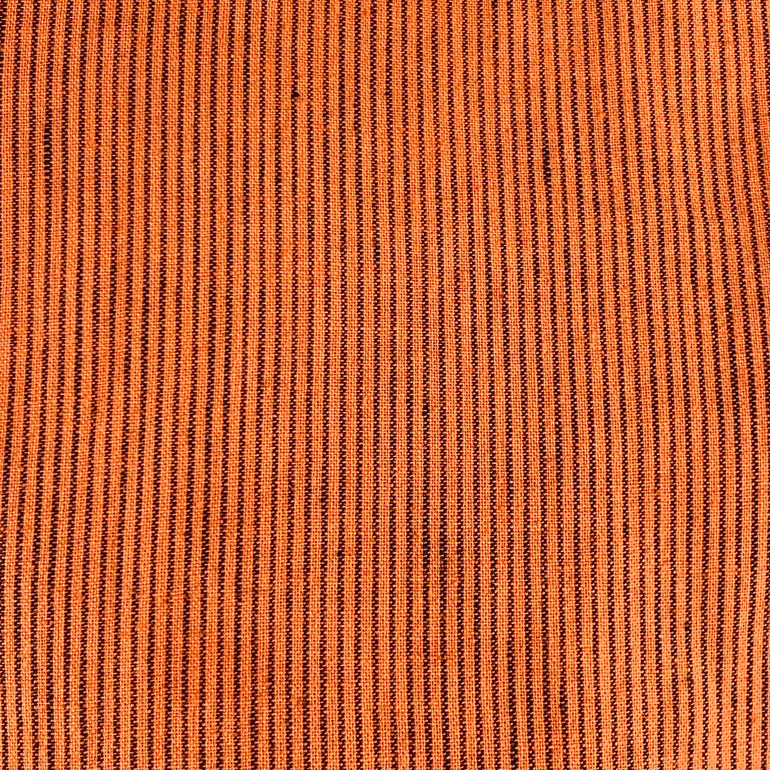 MASSIMO ALBA Size L Orange Black Stripe Linen Cotton Long Sleeve Shirt