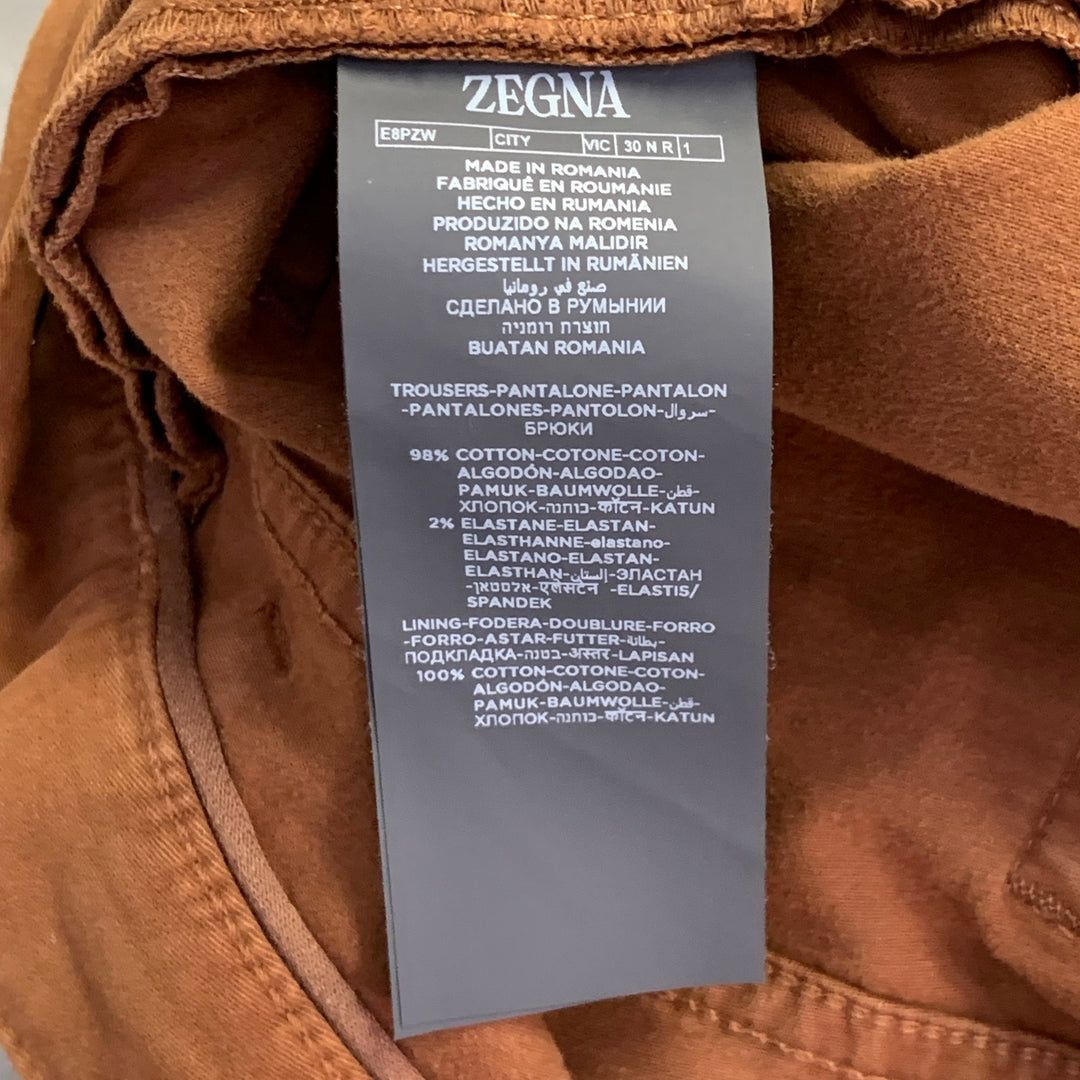 ERMENEGILDO ZEGNA Size 30 Brown Cotton Blend Slim Fit Jean Cut Casual Pants