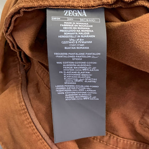 ERMENEGILDO ZEGNA Size 30 Brown Cotton Blend Slim Fit Jean Cut Casual Pants