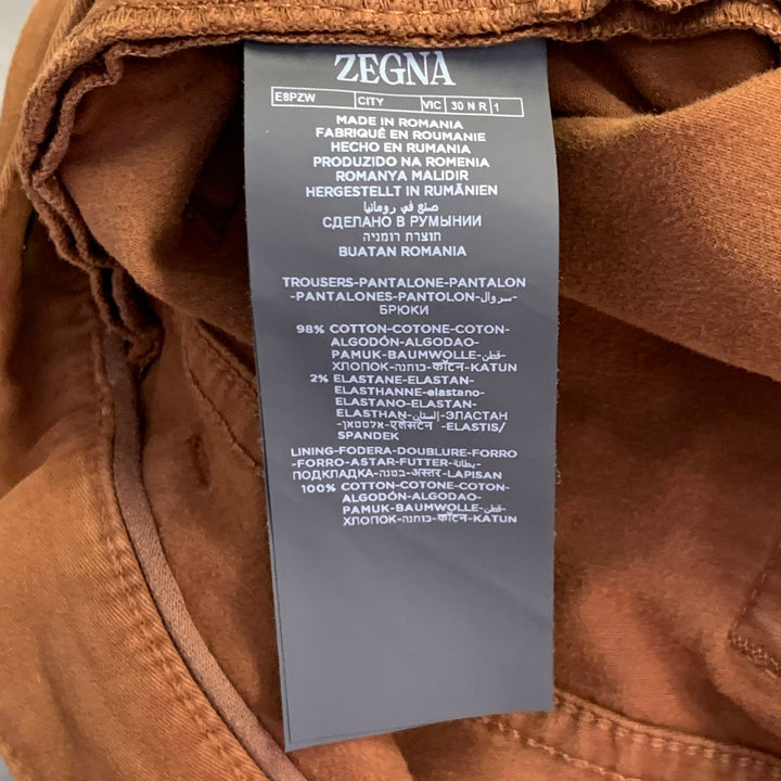 ERMENEGILDO ZEGNA Size 30 Brown Cotton Blend Slim Fit Jean Cut Casual Pants