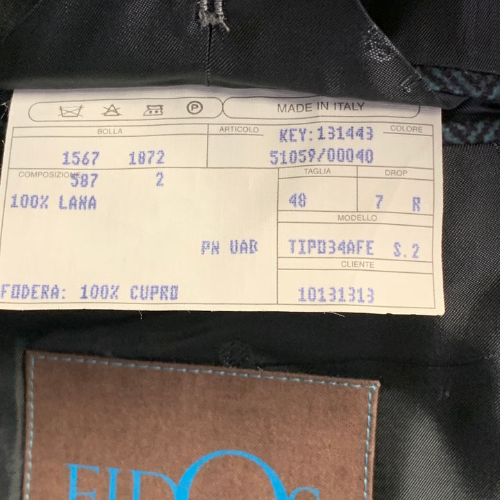 EIDOS Size 38 Regular Grey Charcoal Plaid Wool Notch Lapel Suit