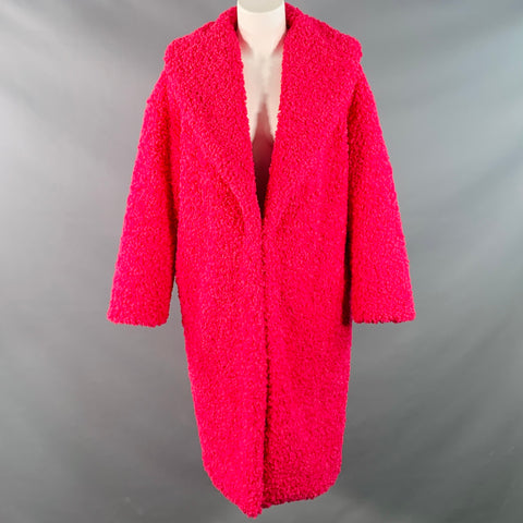 ALICE + OLIVIA Size XS Fuchsia Pink Polyester Faux Fur Shawl Collar Teddy Coat
