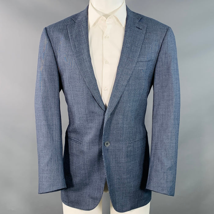 Veste de sport ISAIA en laine tissée bleu marine et blanc, revers cranté, taille 40 Regular