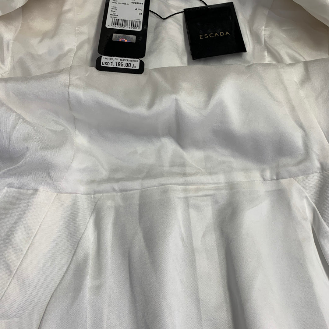 ESCADA Size S White Cotton Blend Textured Peak Lapel Jacket Blazer