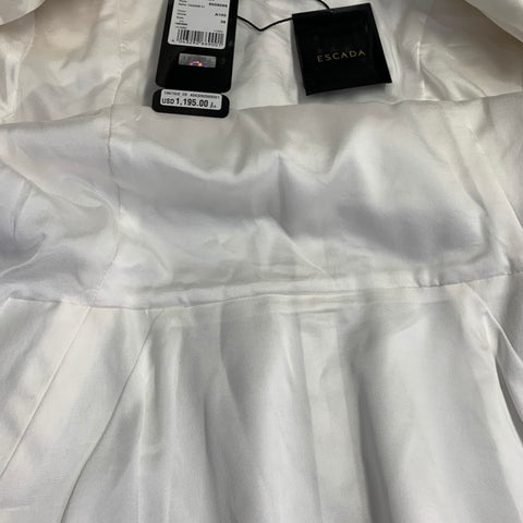 ESCADA Taille S Mélange Coton Blanc Veste Blazer Texturée à Revers Cranté