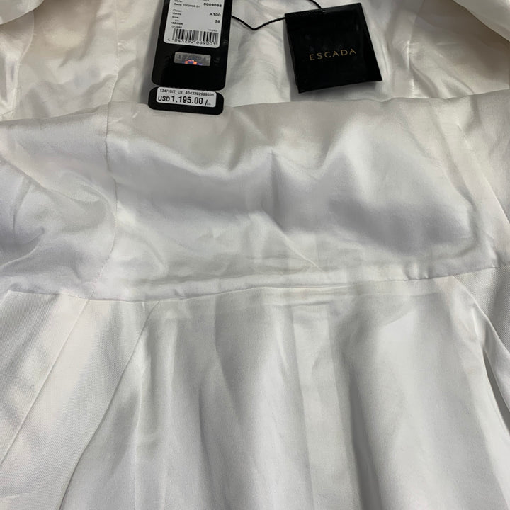 ESCADA Size S White Cotton Blend Textured Peak Lapel Jacket Blazer