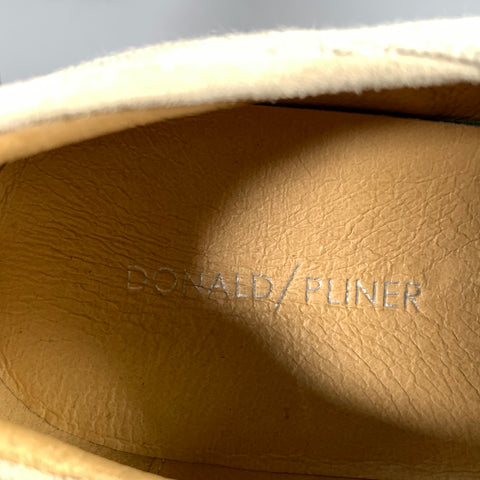 DONALD J PLINER Size 10.5 Cream Green Woven Canvas Slip On Sneakers
