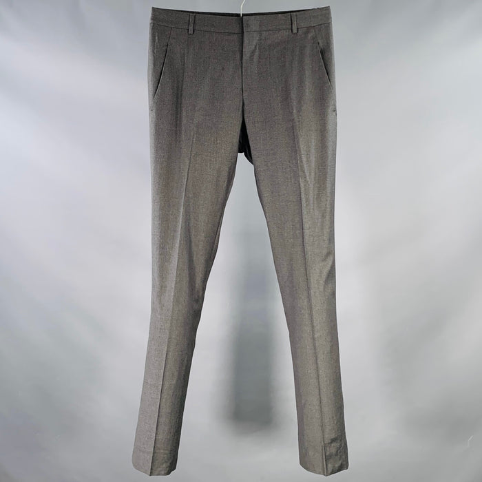 YVES SAINT LAURENT Size 30 Grey Charcoal Wool Tapered Dress Pants
