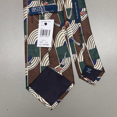POLO Brown Cream Stripe Silk Tie