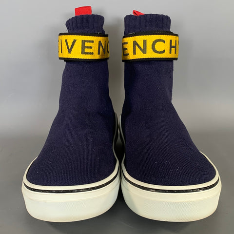 GIVENCHY Size 9 Navy White Fabric Pull On Boots