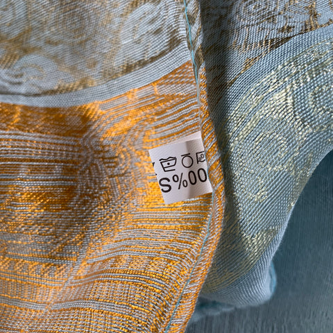 NO BRAND Light Blue Copper Silk Scarves