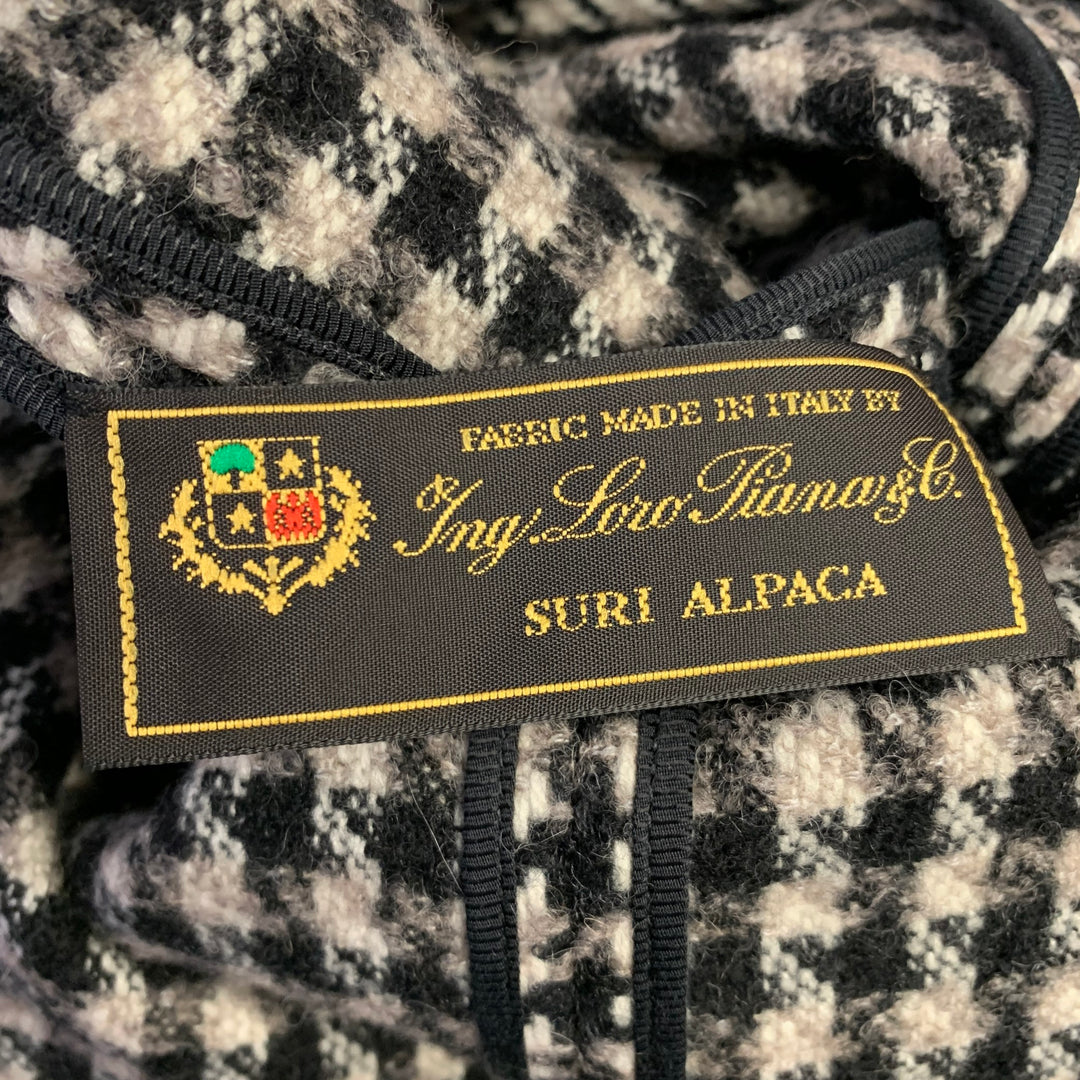 DEREK LAM Size XS/S Black Beige Wool Alpaca Houndstooth Poncho Pullover