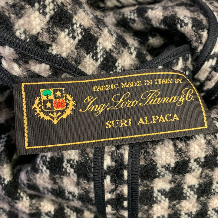 DEREK LAM Size XS/S Black Beige Wool Alpaca Houndstooth Poncho Pullover