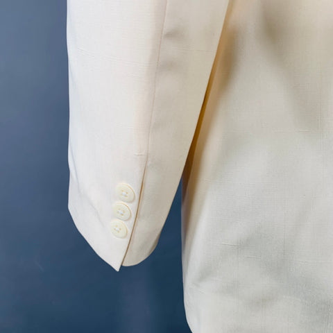 SAKS FIFTH AVENUE Size 48 Cream Silk Double Breasted Single Button Sport Coat