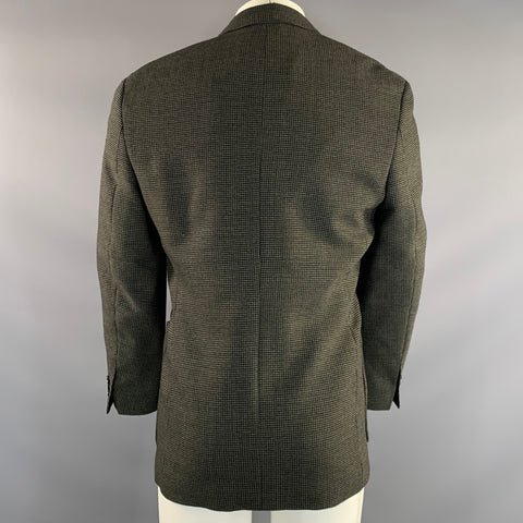 BALENCIAGA Chest Size 38 Black Olive Checkered Wool  Polyamide Sport Coat