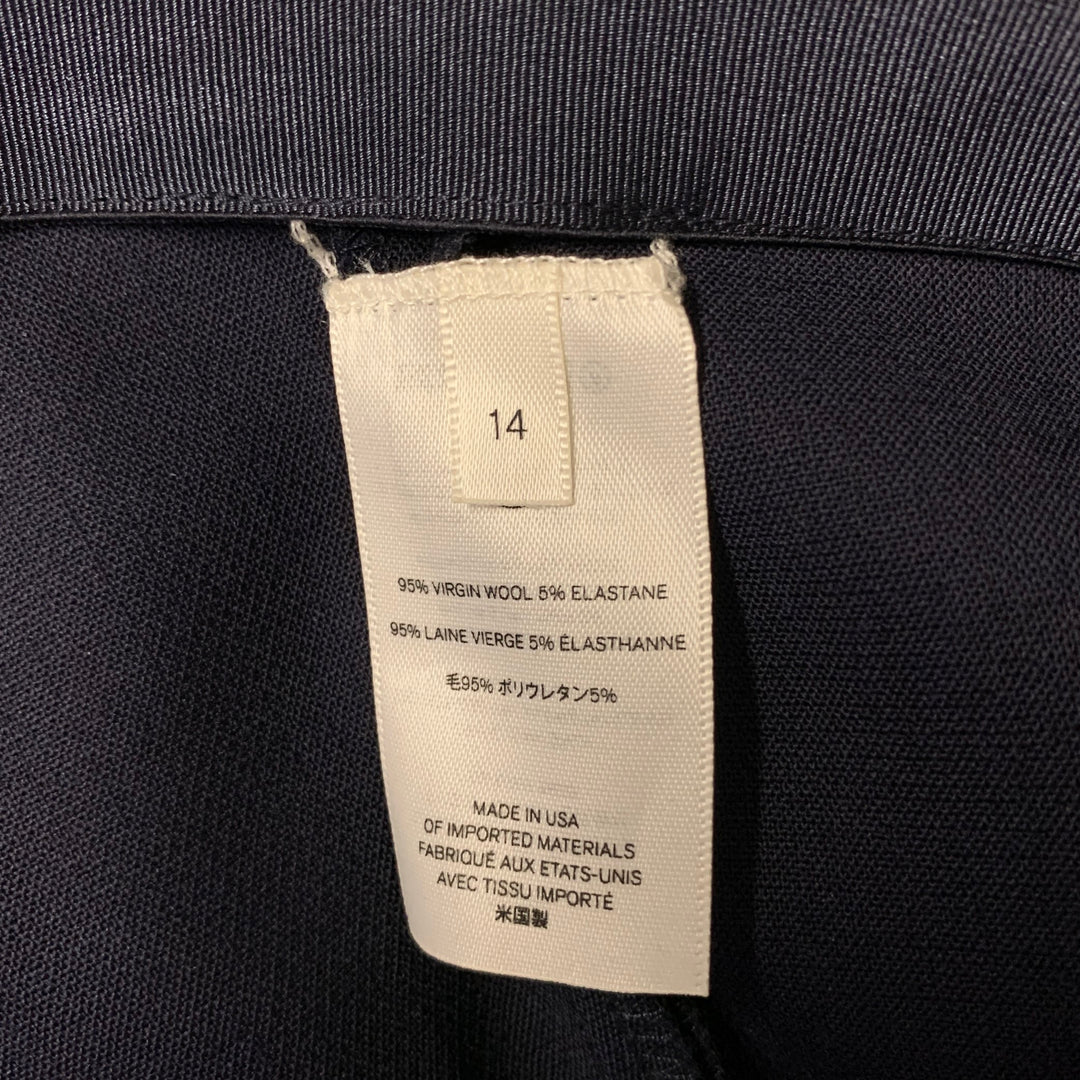 THE ROW Size 14 Navy Wool Elastane Side Zipper Pintuck Pants