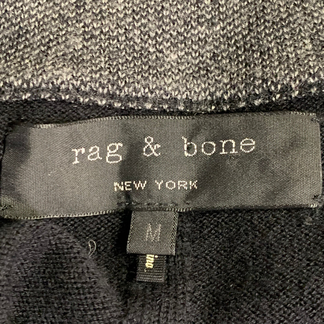 RAG & BONE Size M Black Grey Knit Wool Blend V-Neck Pullover