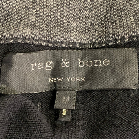 RAG & BONE Size M Black Grey Knit Wool Blend V-Neck Pullover