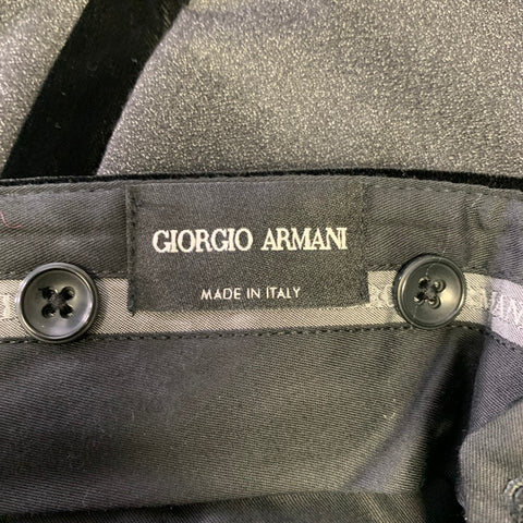 GIORGIO ARMANI Size 34 Gray Heathered Wool Silk Tuxedo Dress Pants