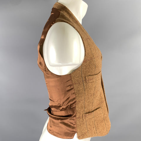 RALPH LAUREN Size 34 Size S Brown Plaid Wool Vest