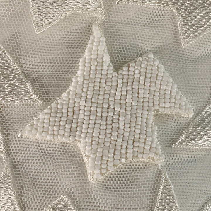 AKRIS Size 10 White Polyester Abstract Lace Nehru Collar Shirt