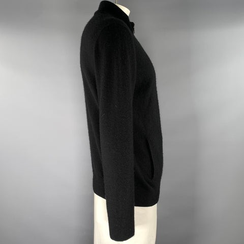 NIEMAN MARCUS Size XL Black Knitted Cashmere Zip Up Jacket